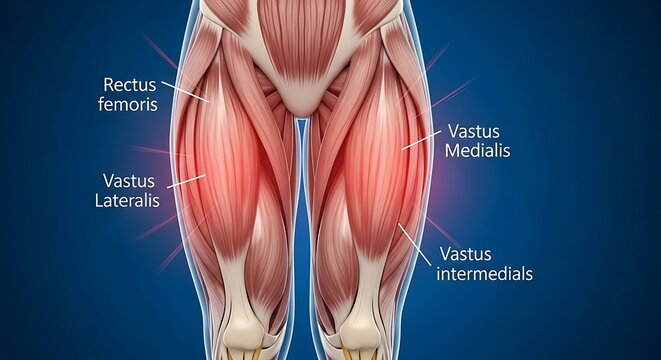 Human Thigh Muscles Anatomy Diagram.