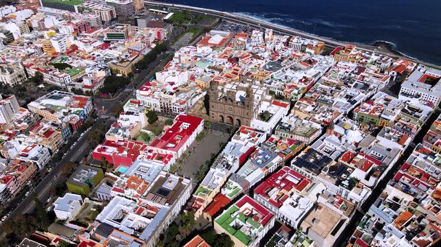 Historical district of Vegueta with the iconic Santa Ana Cathedral in the center