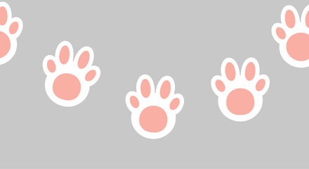 Fototapeta premium Cute pink and white animal paw prints.