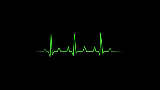 Green  Electronic medical device detecting death of sick patients heart. Electronic screen identifying death of person with heart problems. Electronic monitor displays death from heart attack