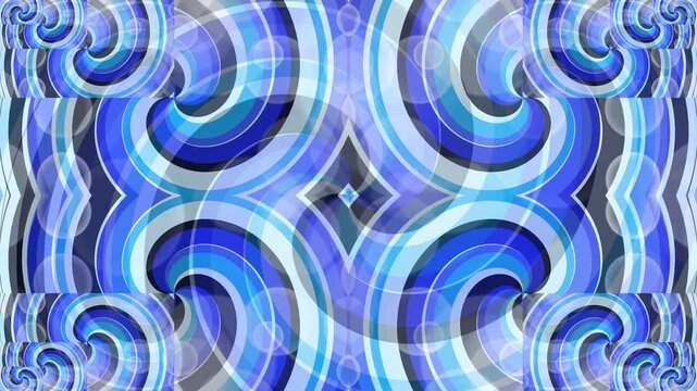 Mesmerizing digital abstract pattern featuring flowing blue and white curvilinear shapes, creating a dynamic and vibrant visual background