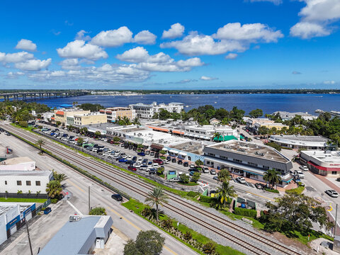 Small local shops in historic downtown Stuart in Martin County, Florida. 