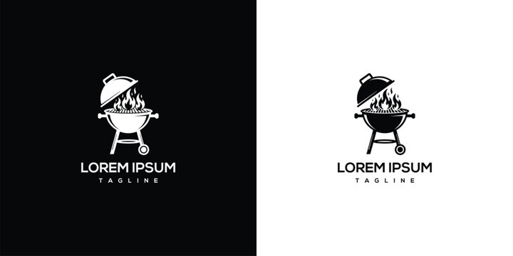 BBQ Grill Logo - Barbecue Icon with Flames and Embers.
