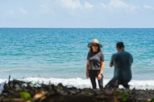 Tourists at Caribbean beach