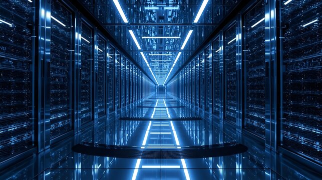 Chrome Server Hall with Infinite Perspective