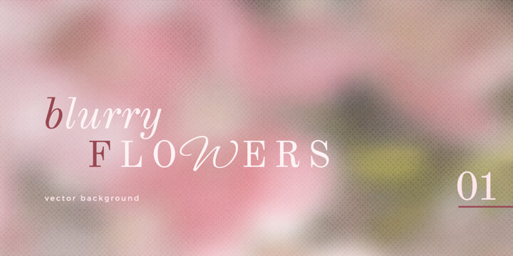 Blurred Floral pink Background with vintage grain texture. Vector illustration for banner, invitation, card, presentation, branding