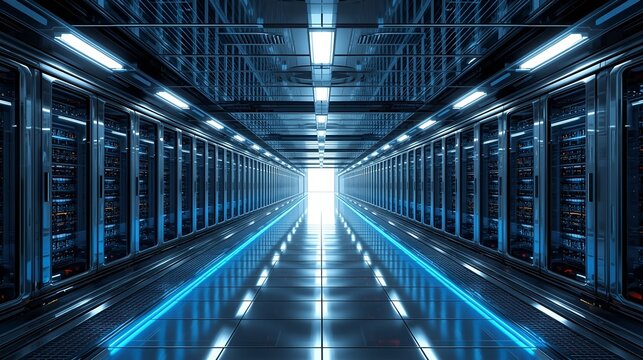 Chrome Server Hall with Infinite Perspective