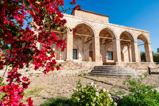 Church Entrance with Flowers at the Castle of Pylos, Greece