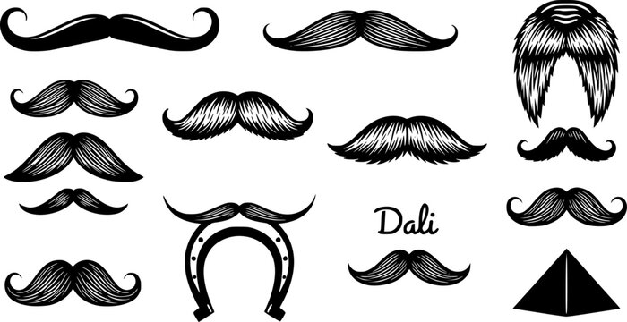 Collection of black mustache styles facial hair
