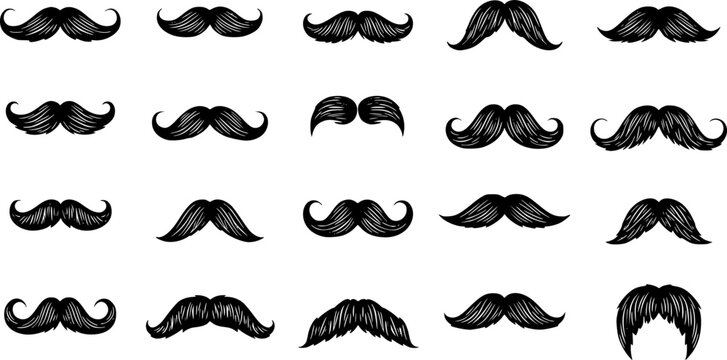 Collection of black mustache styles facial hair
