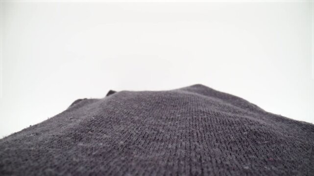 Close up of polyester fabric on white background isolated