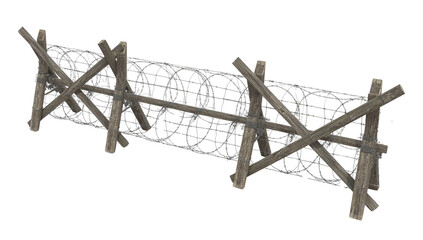 Obraz premium Barbed Wire Fence Obstacle - Military Defense Barrier