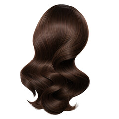 Naklejka premium Brown Wavy Hair Wig Isolated on White Background