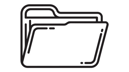 Folder Icon in Simple Line Art Style with Black Color on White Background for UI Design