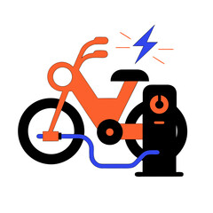 Electric bicycle charging at a station