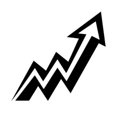 A black and white graph with an arrow pointing up