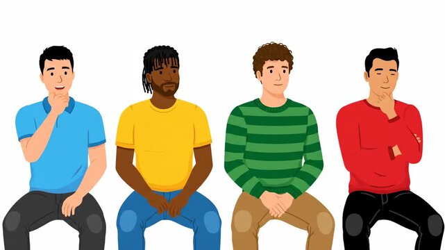 Four Men Sitting and Using Sign Language.