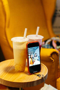 Bubble Tea and Smartphone Selfie