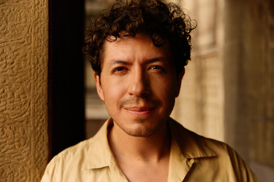  Portrait of man inside temple corridor