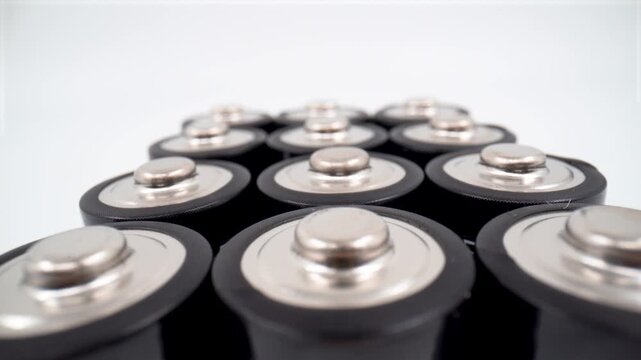 Close up of AA batteries on white background isolated