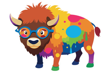 Naklejka premium Colorful artistic bison vector illustrate 