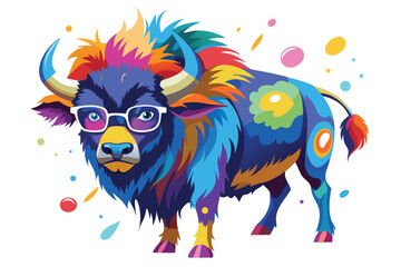 Naklejka premium Colorful artistic bison vector illustrate 