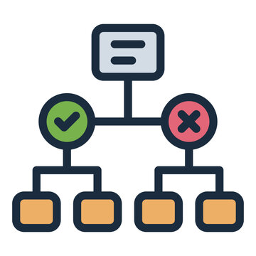 decision tree filled line icon. branch choice model. option mapping. business analysis