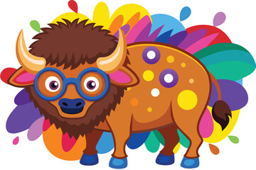 Naklejka premium Colorful artistic bison vector illustrate 