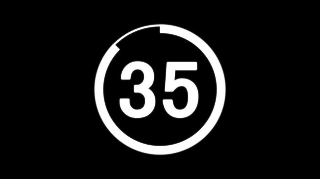 40 second countdown timer animation from 40 seconds to 0 seconds on a transparent background. Modern flat design with animation. High quality 4K video.