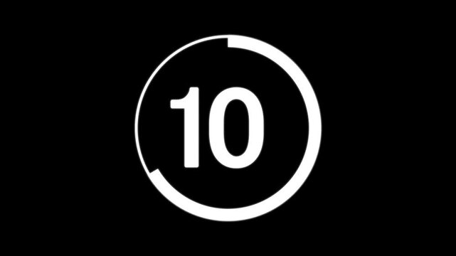 15 second countdown timer animation from 15 seconds to 0 seconds on a transparent background. Modern flat design with animation. High quality 4K video.