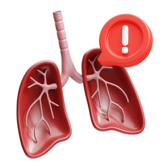 3d Illustration of Unhealthy Lungs Warning Alert Medical