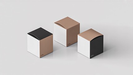 Minimal cube boxes in neutral colors isolated on clean background