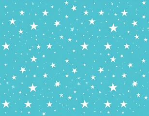 White stars of various sizes scattered randomly across a bright blue background