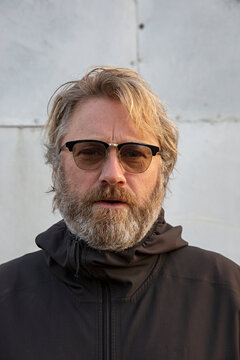Portrait of a bearded man wearing glasses 