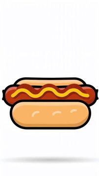 A video of a cartoon hot dog with ketchup and mustard