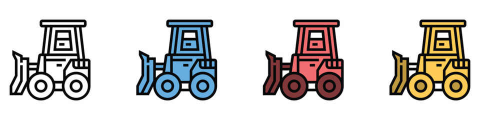 Colorful bulldozer icons in different colors for construction projects © MOHAMMADSHARIFUL