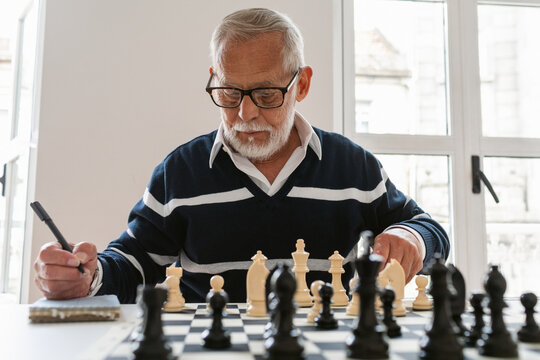 Senior Man Thoughtful Game of Chess