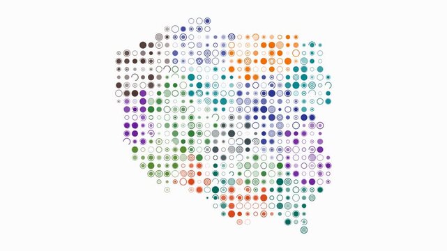 Poland animated country shape. Pulsating colored dots on the map of the country. Large size circle blocks. Digital style Poland map on white background. Creative animation video.