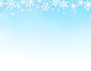 Winter-themed background. White snowflakes fall over a gradient blue to white backdrop