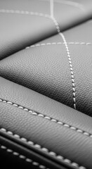 Fototapeta premium Detailed closeup reveals diamond quilted pattern on dark material with contrasting stitching