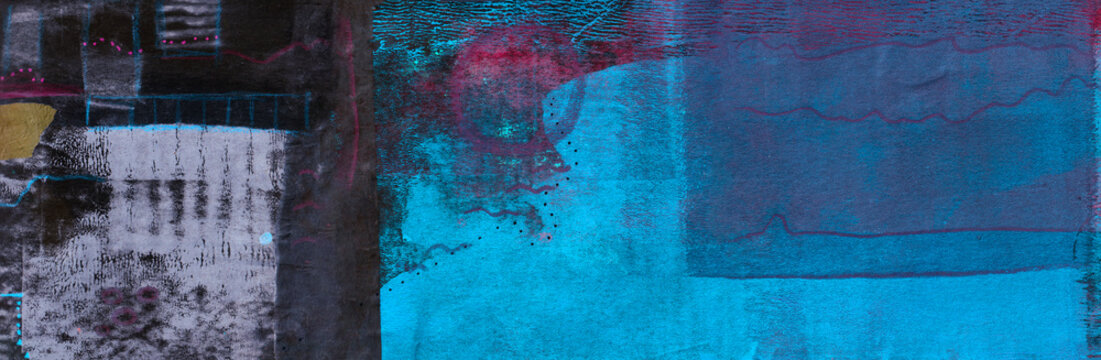 Mixed Media and Mono Print abstract with circle detail