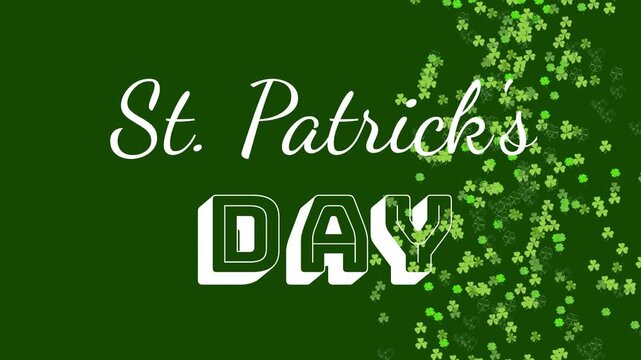 Upon St Patrick's DAY showing, clovers rising topright, sweeping inward, overtaking copy to reveal