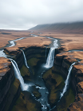 DRONE AERIAL FOOTAGE: Sigoldugljufur, also known as the Valley of Tears, is a canyon in the Icelandic Highlands. It is most renowned for and earned its nickname from its sheer number of waterfalls.