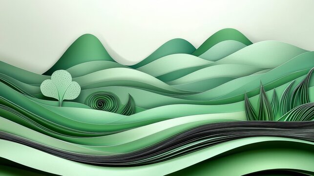 Artistic design emulating paper sculpture techniques.