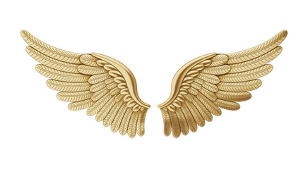 Obraz premium Golden wings with feather details feathers isolated on a transparent background