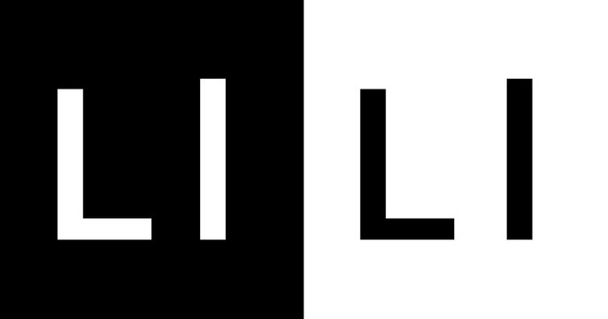 Minimalist Bold Letter L and I Logo Design Elements on Black and White Background