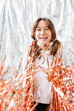 Girl with tinsel in her hair