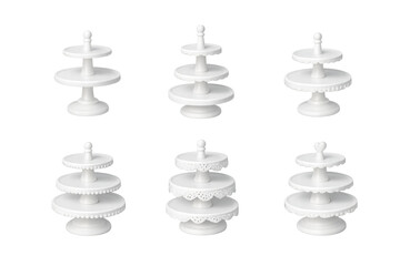 Fototapeta premium White tiered dessert stands on transparent background