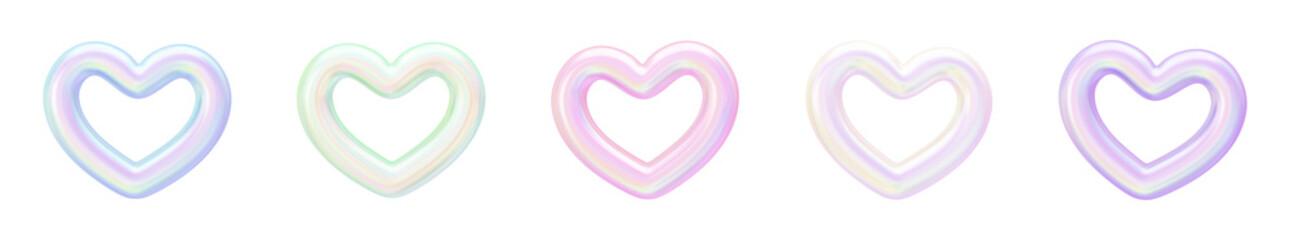 ゆめかわホログラム3Dアイコンセット｜ハートフレーム透過素材