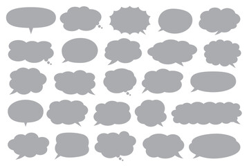 【 吹き出し口調整OK 】シンプルなグレーの吹き出しセット・ベクター素材